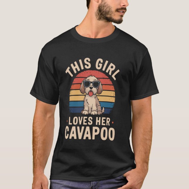 This Girl Loves Her Cavapoo Retro Cute Dog Artwork T-Shirt (Front)