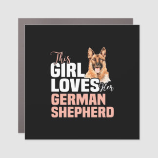 This Girl Loves Her German Shepherd Car Magnet