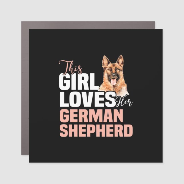 This Girl Loves Her German Shepherd Car Magnet (Front)