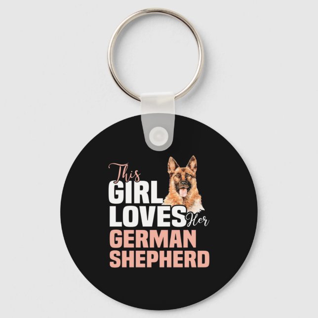 This Girl Loves Her German Shepherd Keychain (Front)