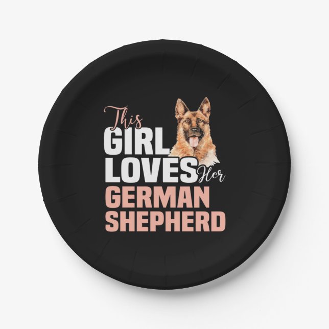 This Girl Loves Her German Shepherd Paper Plates (Front)