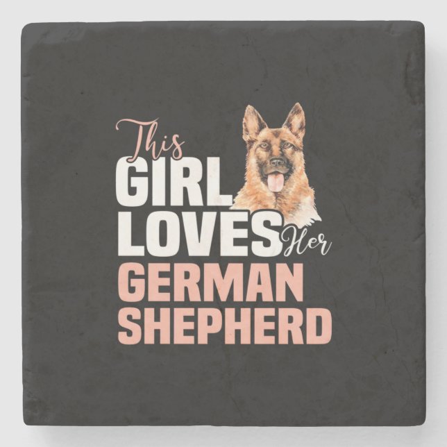 This Girl Loves Her German Shepherd Stone Coaster (Front)