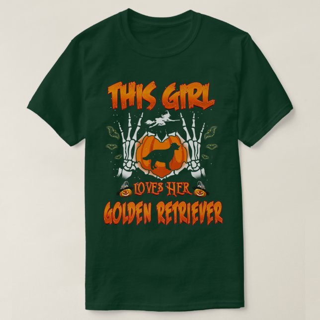 This Girl Loves Her Golden Retriever Dog Halloween T-Shirt (Design Front)