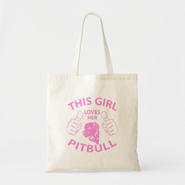 "This girl Loves her pitbull" pink Tote Bag (Front)