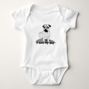 This girl loves her pug ! baby bodysuit