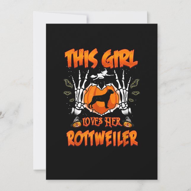This Girl Loves Her Rottweiler Dog Halloween Announcement (Front)