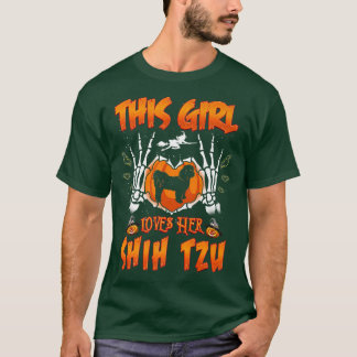 This Girl Loves Her Shih Tzu Dog Funny Halloween C T-Shirt