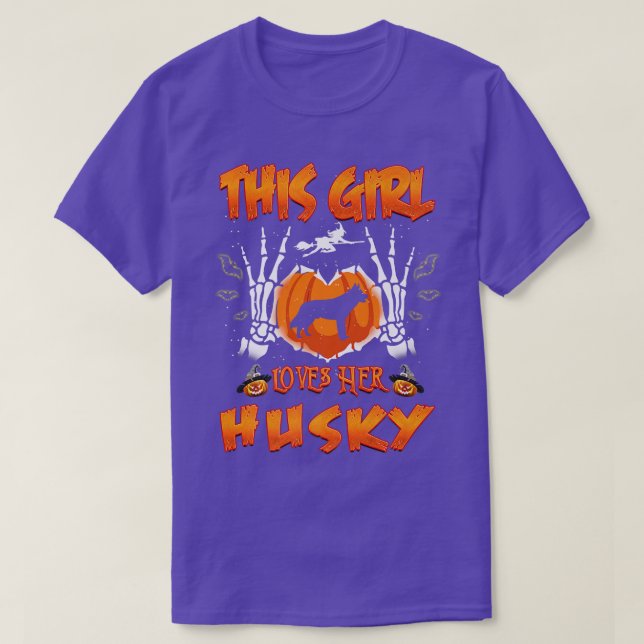 This Girl Loves Her Siberian Husky Dog Halloween C T-Shirt (Design Front)