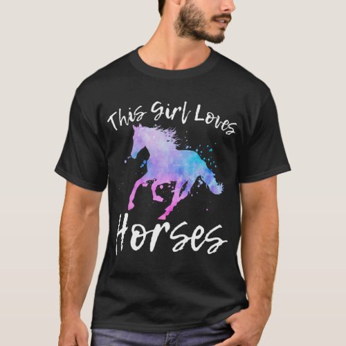 THIS GIRL LOVES HORSES Equestrian Riding Teen Girl T_Shirt