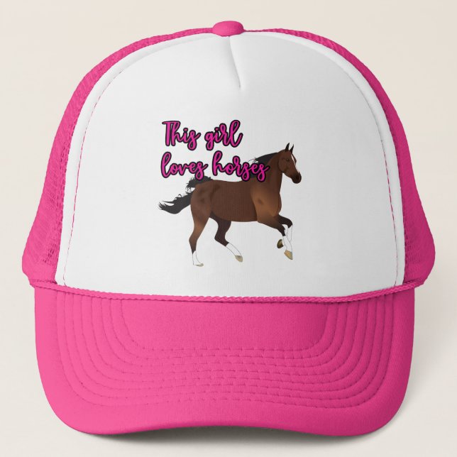 This Girl Loves Horses Trucker Hat (Front)