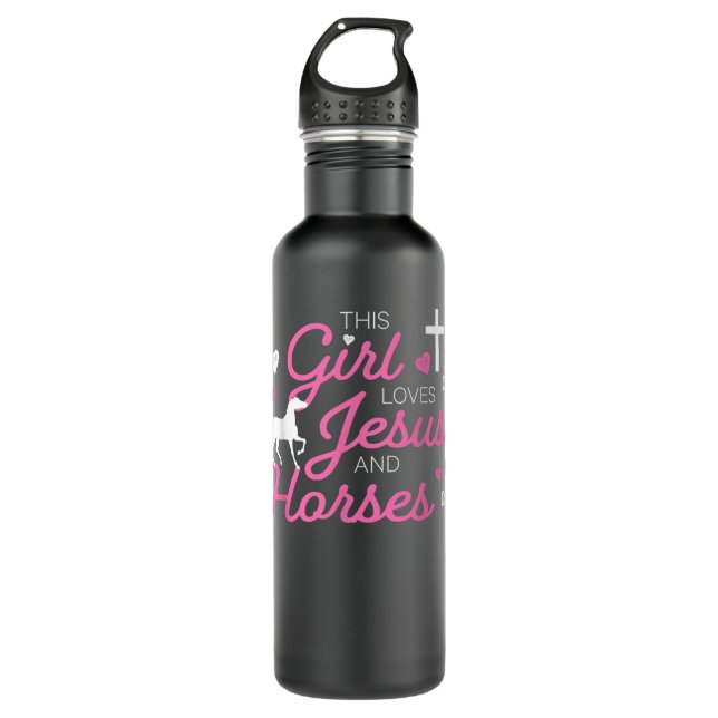 This Girl Loves Jesus And Horses T-Shirt Stainless Steel Water Bottle (Front)