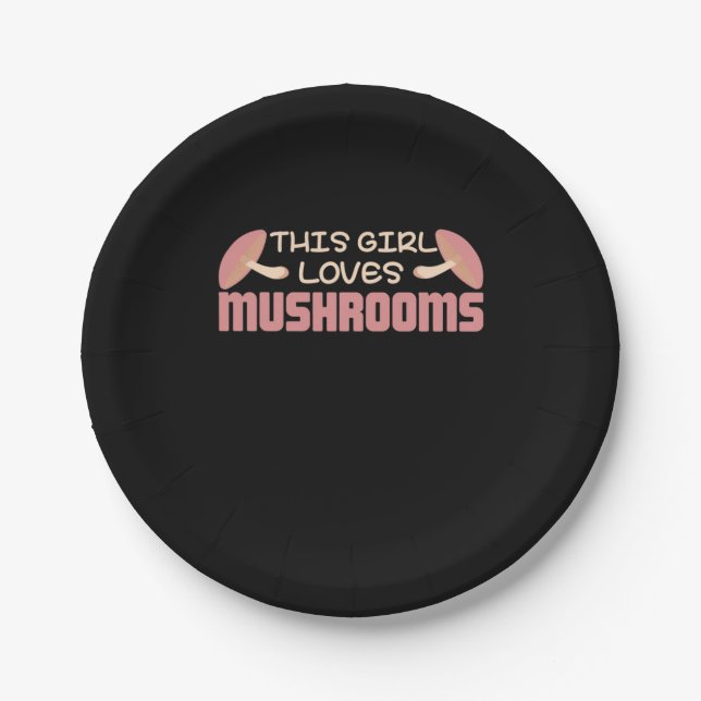 This Girl Loves Mushrooms Paper Plates (Front)