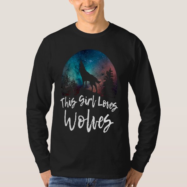 THIS GIRL LOVES WOLVES Wolf Dog  Women Mom Kids T-Shirt (Front)
