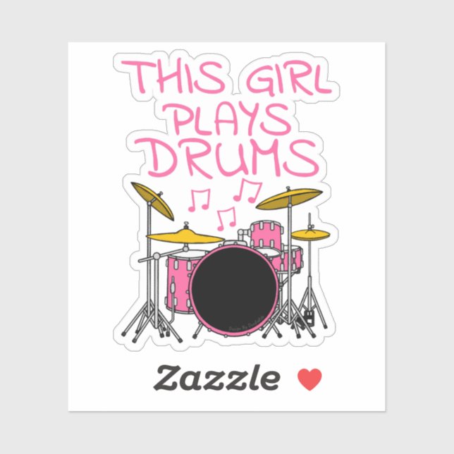 This Girl Plays Drums, Female Drummer Musician Sticker (Sheet)