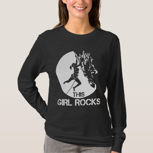 This Girl Rocks Climbing Boulder Carabiner Climber T_Shirt