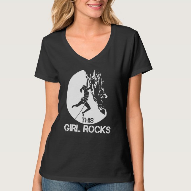 This Girl Rocks Rock Climbing Boulder Carabiner Cl T-Shirt (Front)
