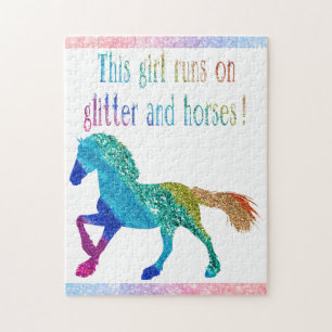 This Girl Runs on Glitter and Horses   Jigsaw Puzzle