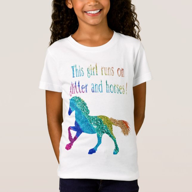 This Girl Runs on Glitter and Horses T-Shirt (Front)
