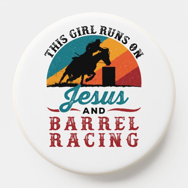 This Girl Runs on Jesus and Barrel Racing PopSocket (Popsocket)