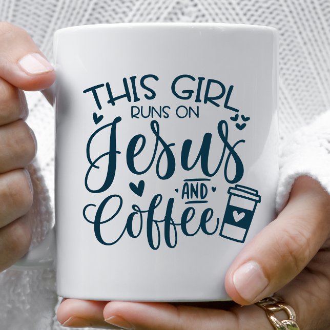 This Girl Runs on Jesus and Coffee Christian Coffee Mug (Creator Uploaded)