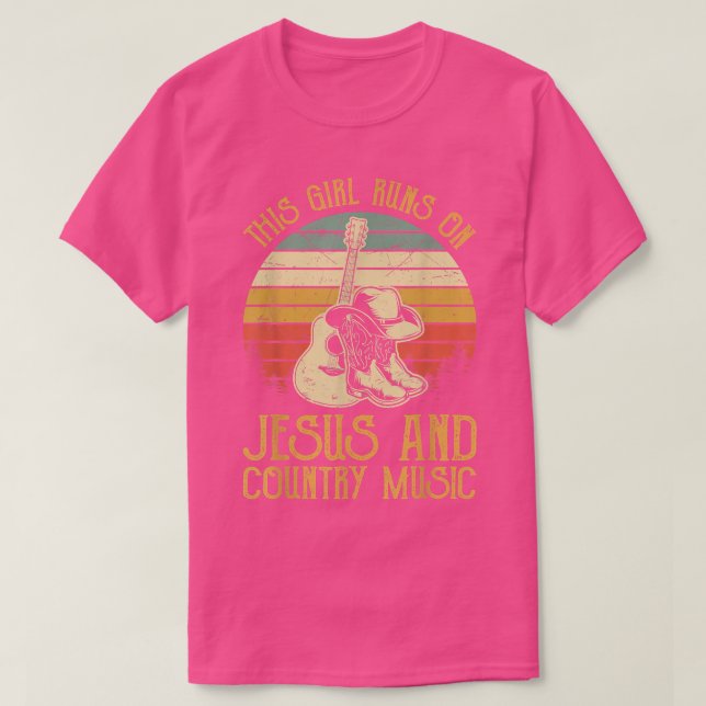 This Girl Runs On Jesus And Country Music Tshirt C (Design Front)