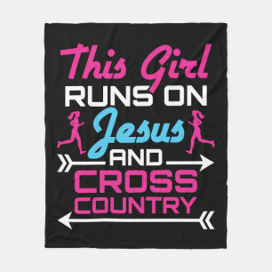 This Girl Runs on Jesus and Cross Country Cute Fleece Blanket