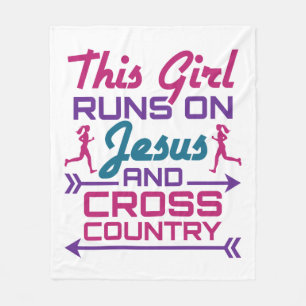 This Girl Runs on Jesus and Cross Country Fleece Blanket