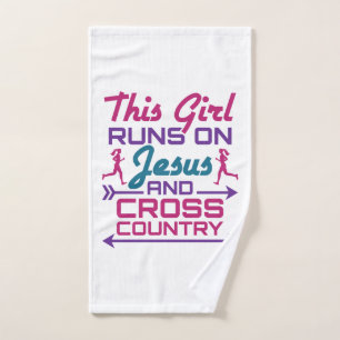 This Girl Runs on Jesus and Cross Country Hand Towel