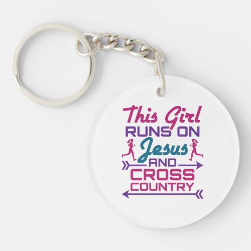This Girl Runs on Jesus and Cross Country Keychain