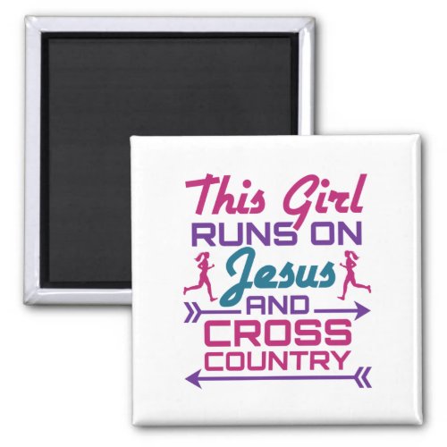 This Girl Runs on Jesus and Cross Country Magnet