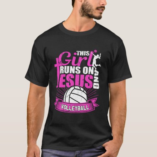 This Girl Runs On Jesus And Volleyball Team Squad  T_Shirt