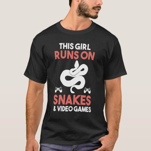 This Girl Runs On Snakes  Video Games T_Shirt