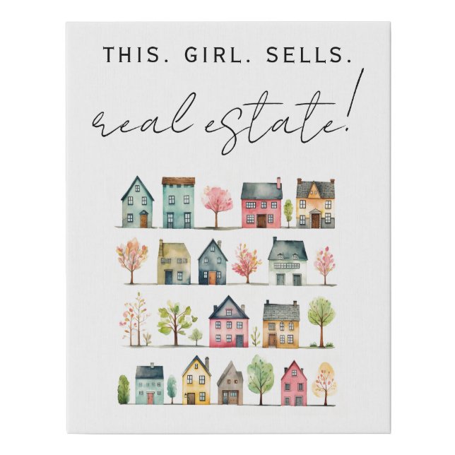 This Girl Sells Real Estate Faux Canvas Print (Front)