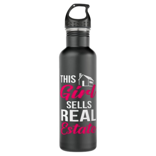 This Girl Sells Real Estate Funny Realtor Agent Stainless Steel Water Bottle