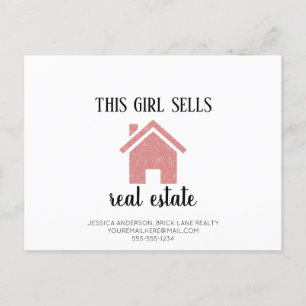 This Girl Sells Real Estate Pink Realtor Postcard