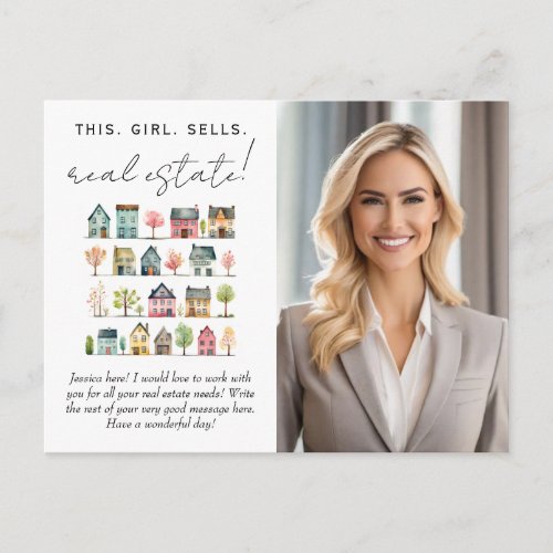 This Girl Sells Real Estate Promotional  Postcard