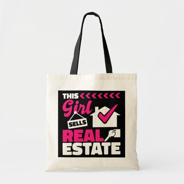 This Girl Sells Real Estate Real Estate House Tote Bag (Front)