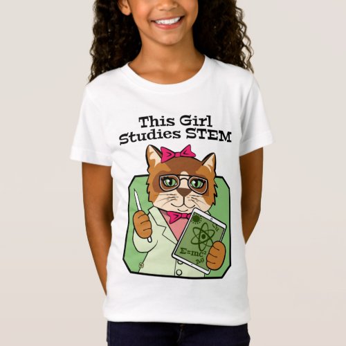 This Girl Studies STEM Cute Cat T_Shirt