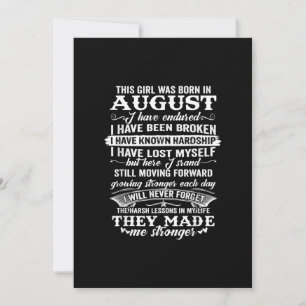 This Girl Was Born In August Birthday Gift Holiday Card