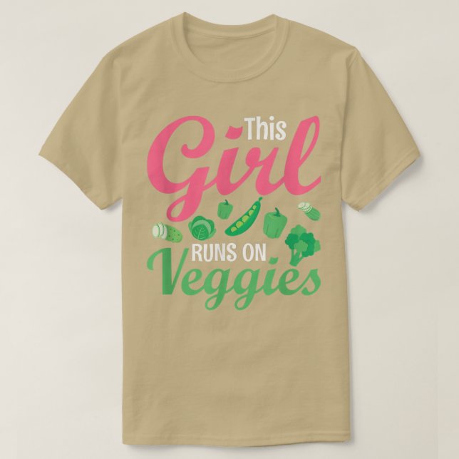 This Girls Runs On Veggies Funny Veganism Vegan  T-Shirt (Design Front)