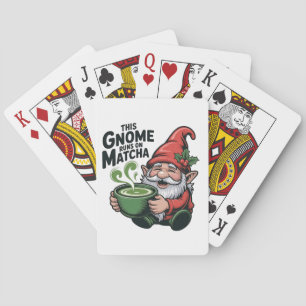This Gnome Runs on Matcha Christmas Xmas Poker Cards