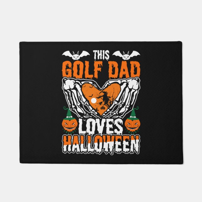 This Golf Dad Loves Halloween Doormat (Front)