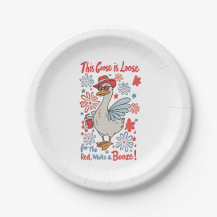 This Goose Is Loose for the Red, White and Booze Paper Plates