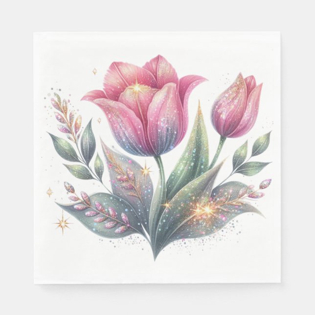 This gorgeous Tulip flower Napkins (Front)