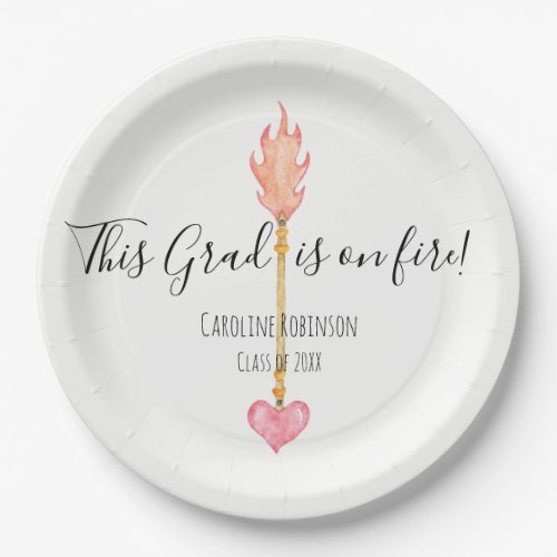 This GRAD is on Fire Graduation Watercolor Arrow  Paper Plates