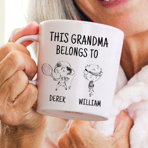 This Grandma Belongs To 2 Fun Boys Hand Painted Coffee Mug