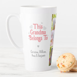 This Grandma Belongs To Kids' Names Photo Collage Latte Mug