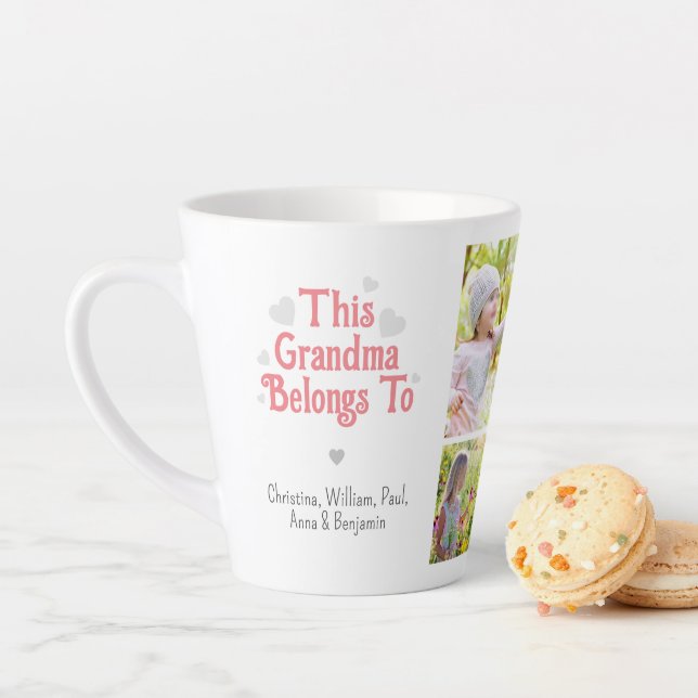 This Grandma Belongs to Kids' Names Photo Collage  Latte Mug (In Situ)