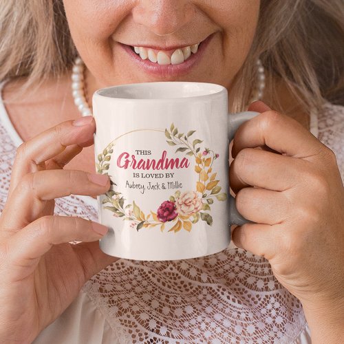 This Grandma Is Loved By  Floral Wreath Nana Coffee Mug