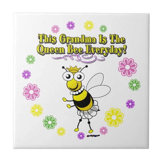 This Grandma Is The Queen Bee Everyday Bee Ring Tile (Front)